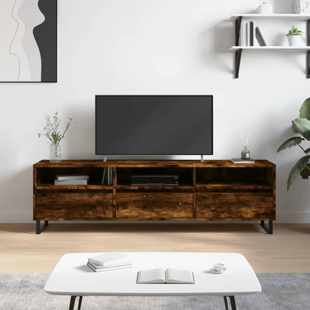vidaXL Meuble TV chêne fumé 150x30x44,5 cm bois d'ingénierie