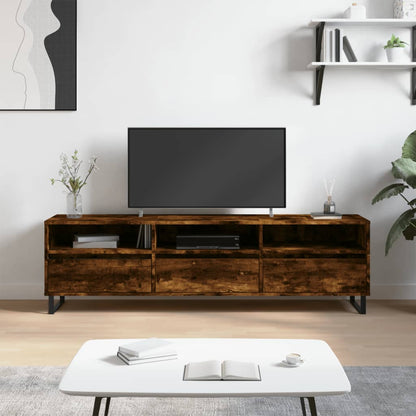 vidaXL Meuble TV chêne fumé 150x30x44,5 cm bois d'ingénierie