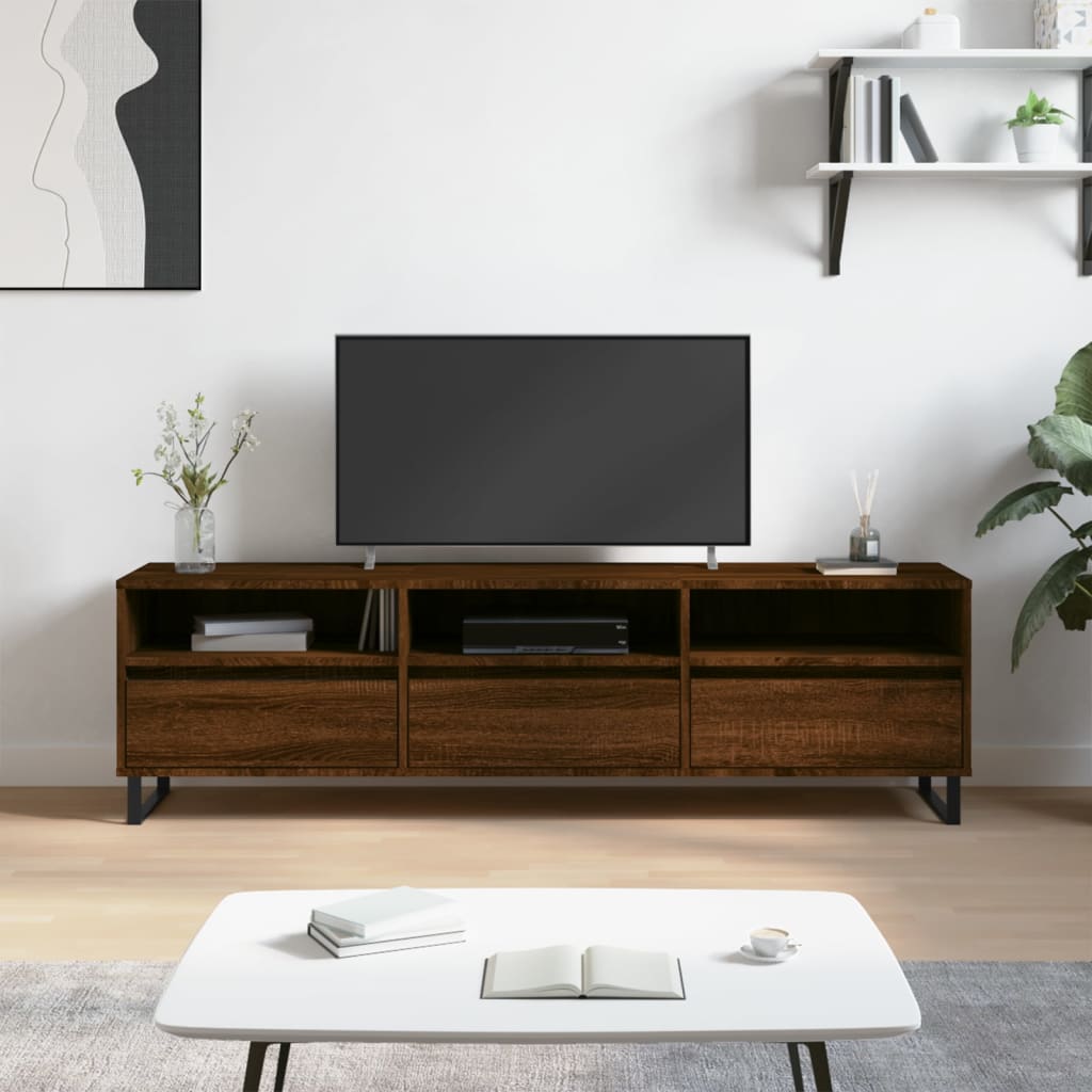 vidaXL Meuble TV Chêne Marron 150x30x44,5 cm Bois d'ingénierie