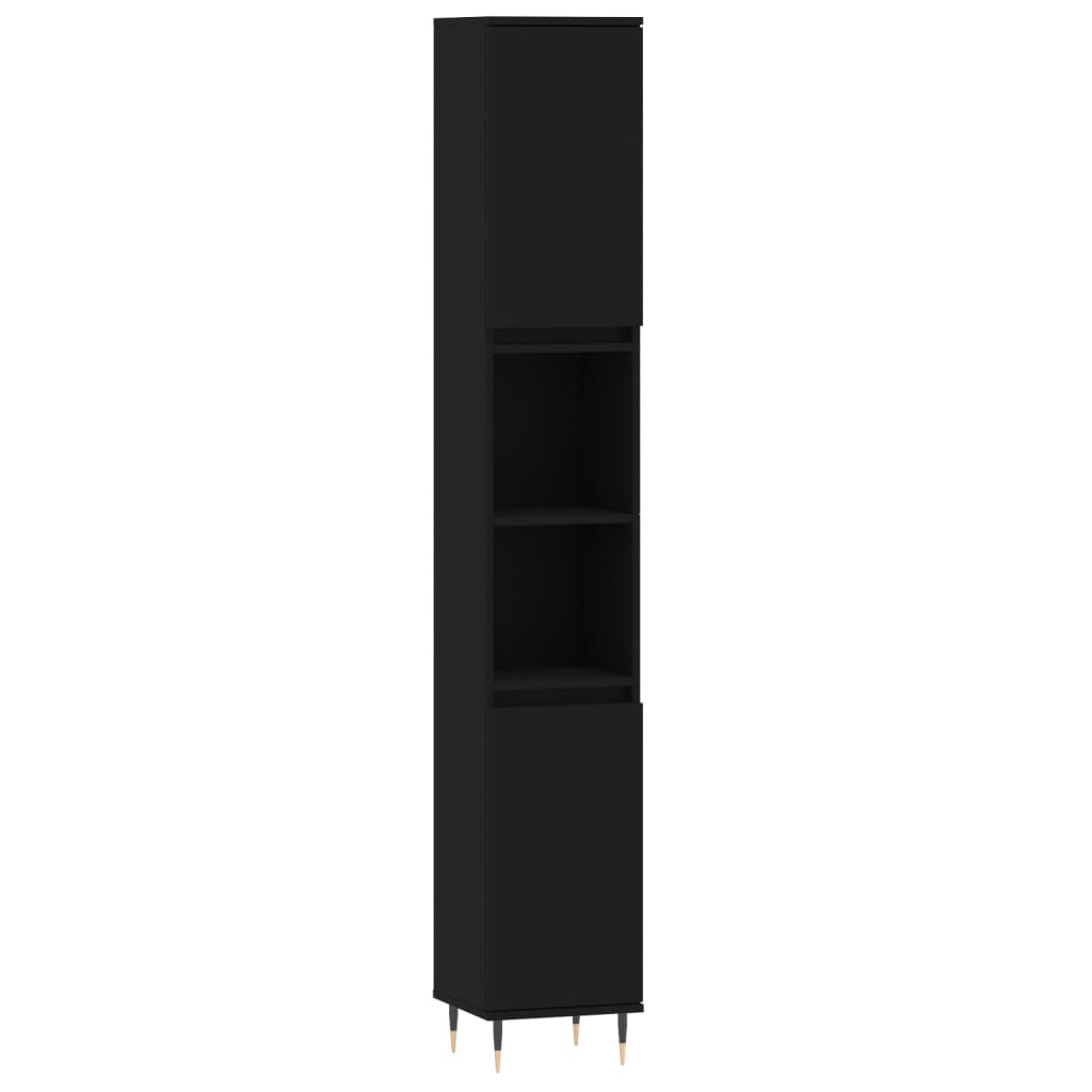 vidaXL Badschrank Schwarz 30x30x190 cm Holzwerkstoff