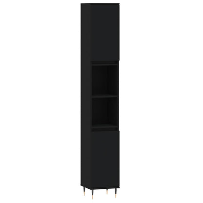 vidaXL Badschrank Schwarz 30x30x190 cm Holzwerkstoff