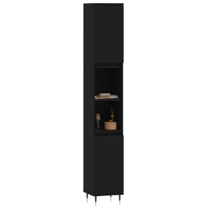 vidaXL Badschrank Schwarz 30x30x190 cm Holzwerkstoff