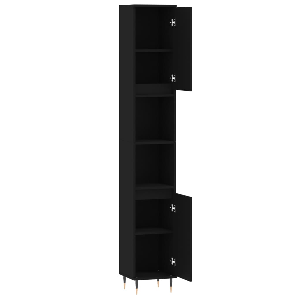 vidaXL Badschrank Schwarz 30x30x190 cm Holzwerkstoff