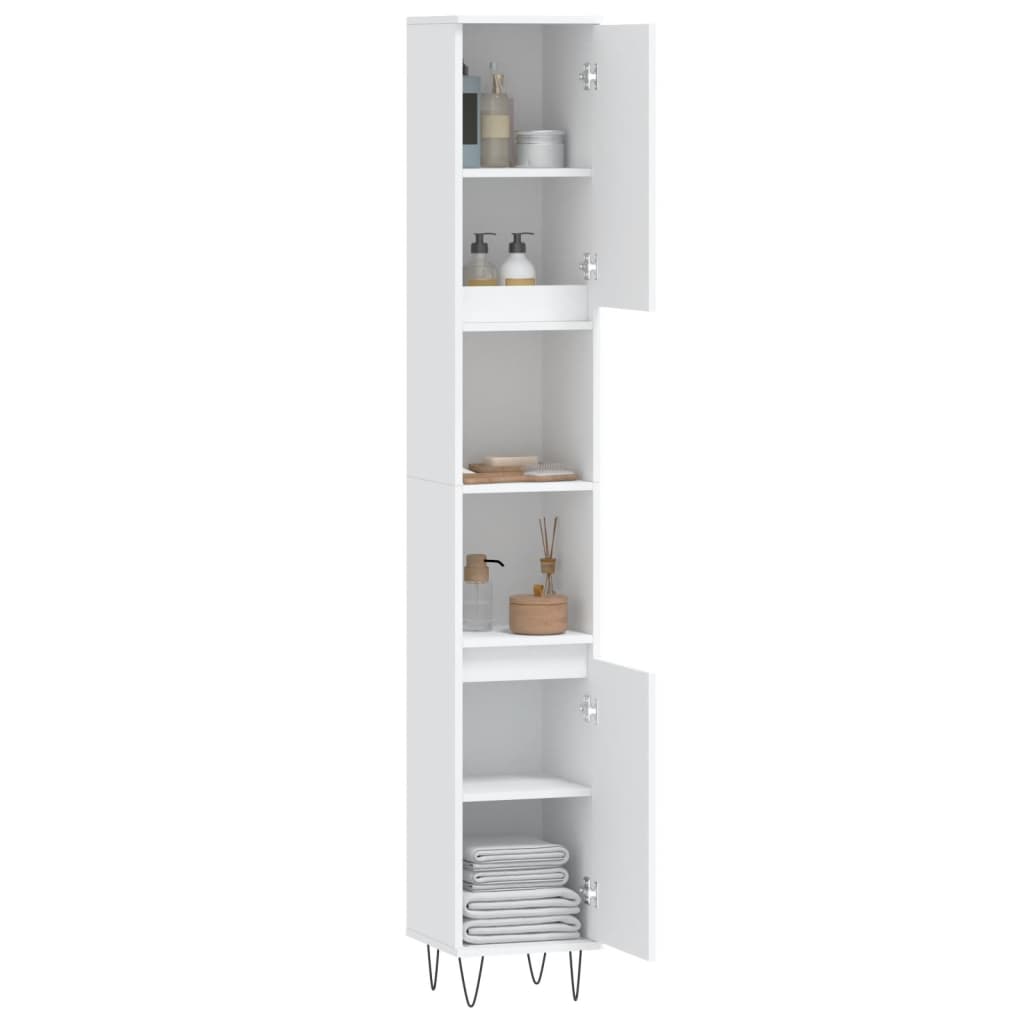 vidaXL Badschrank Weiß 30x30x190 cm Holzwerkstoff