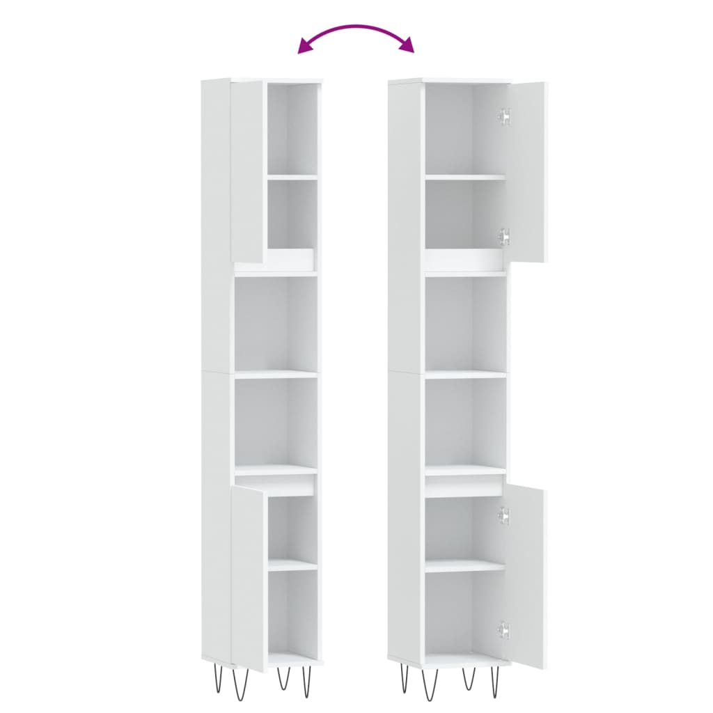 vidaXL Badschrank Weiß 30x30x190 cm Holzwerkstoff
