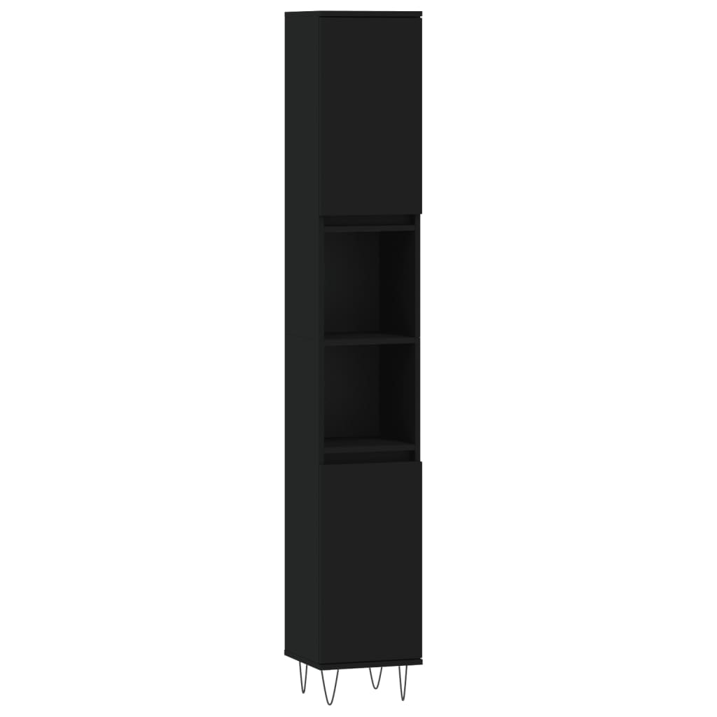 vidaXL Badschrank Schwarz 30x30x190 cm Holzwerkstoff