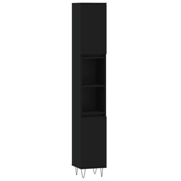 vidaXL Badschrank Schwarz 30x30x190 cm Holzwerkstoff