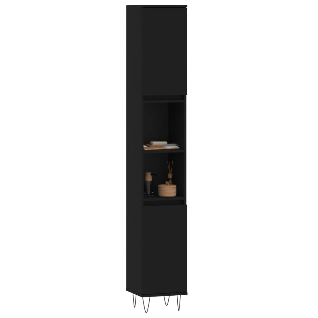 vidaXL Badschrank Schwarz 30x30x190 cm Holzwerkstoff