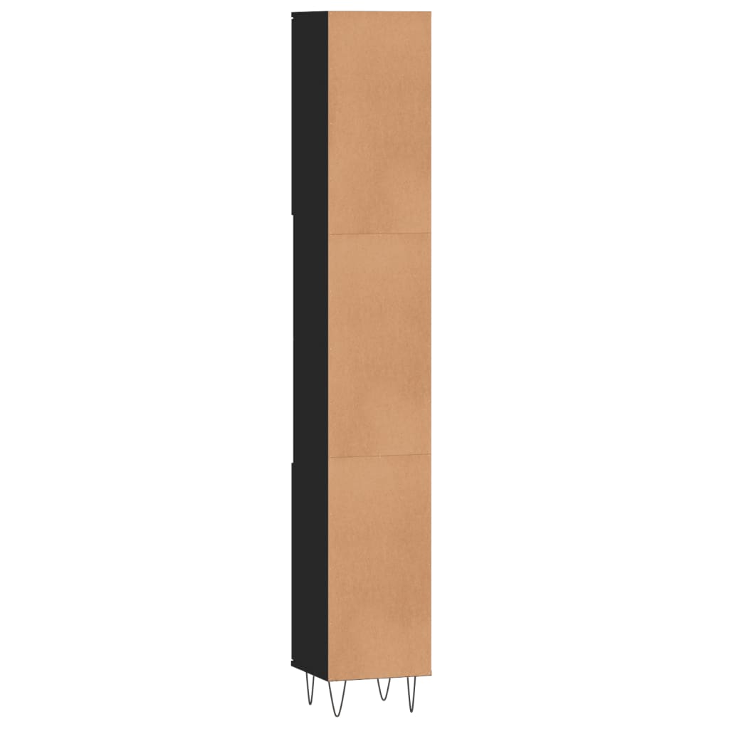 vidaXL Badschrank Schwarz 30x30x190 cm Holzwerkstoff