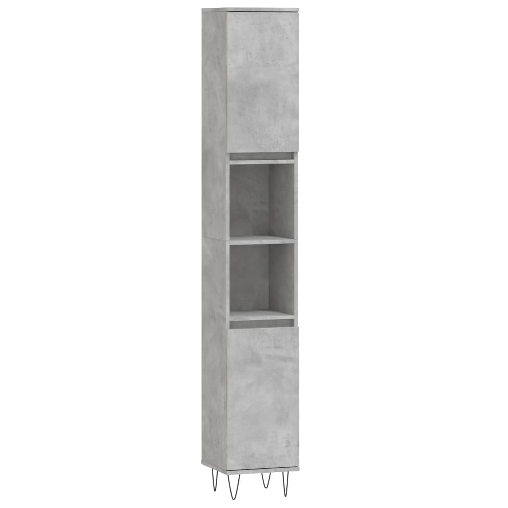 vidaXL Armoire de salle de bain gris béton 30x30x190 cm Aggloméré