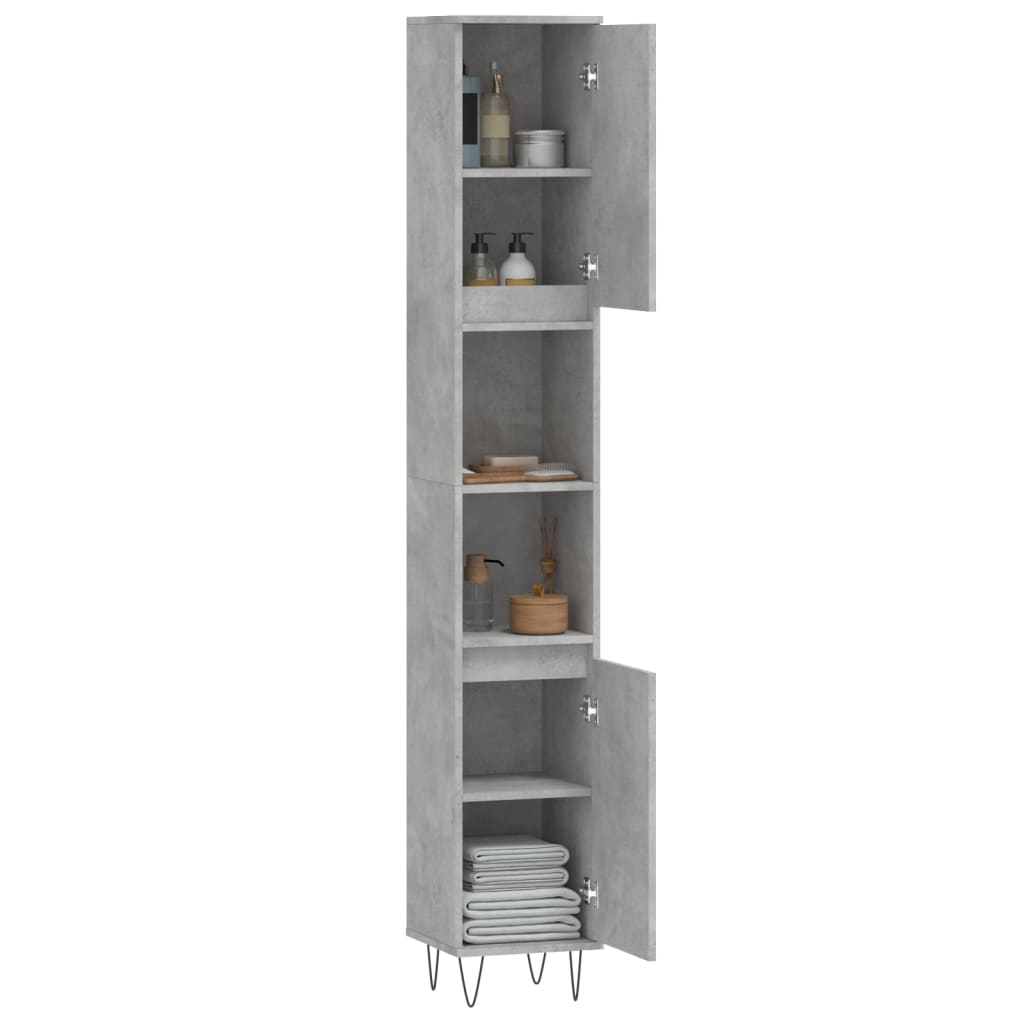 vidaXL Armoire de salle de bain gris béton 30x30x190 cm Aggloméré