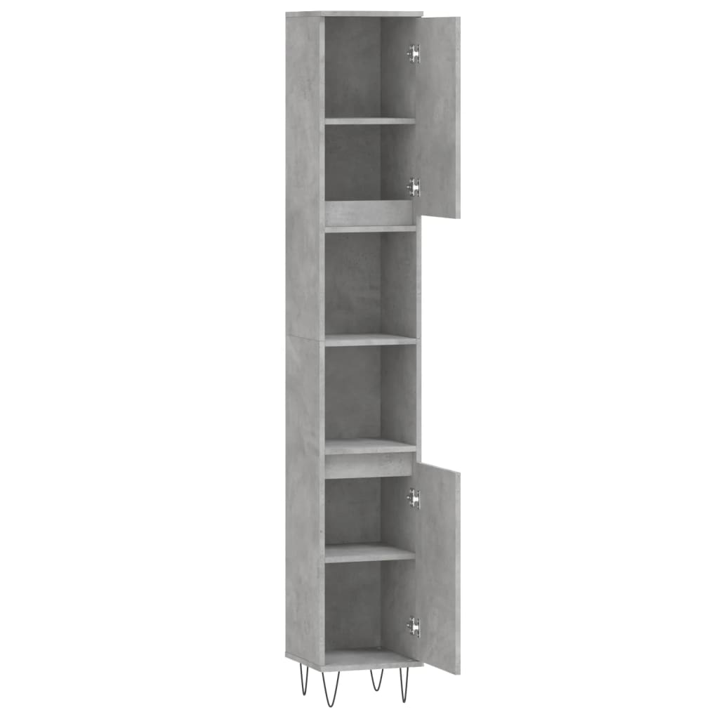vidaXL Armoire de salle de bain gris béton 30x30x190 cm Aggloméré