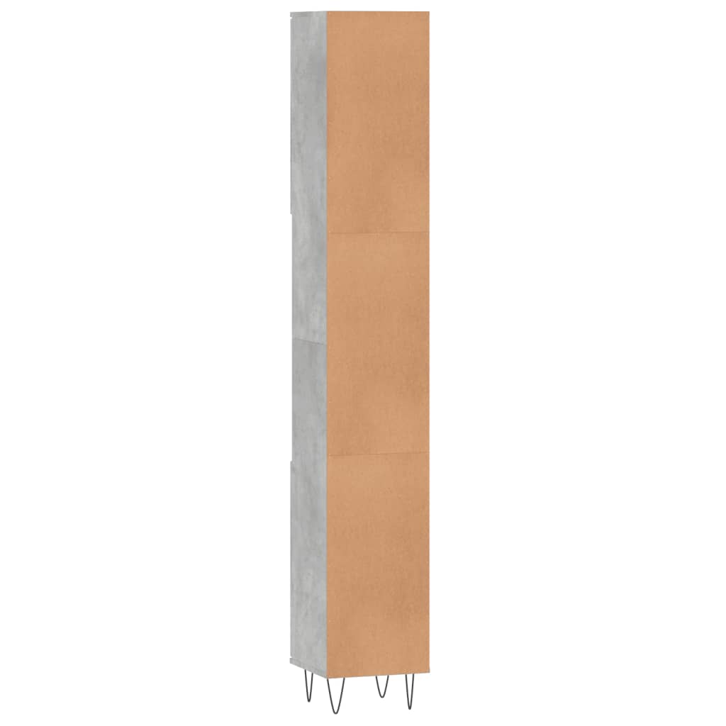 vidaXL Armoire de salle de bain gris béton 30x30x190 cm Aggloméré