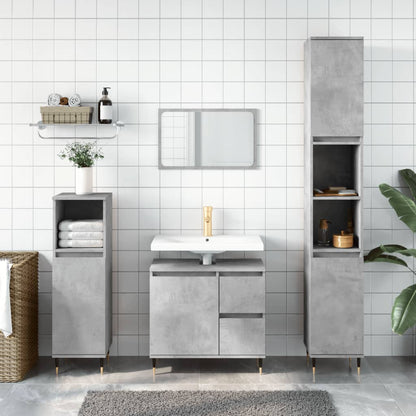 vidaXL Armoire de salle de bain gris béton 30x30x190 cm Aggloméré