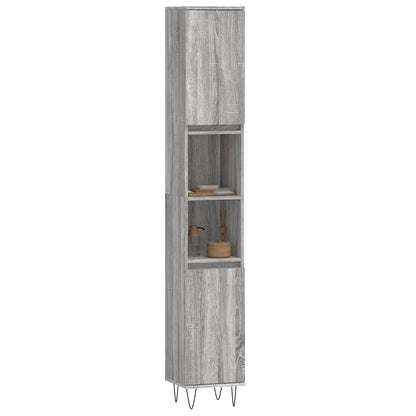 vidaXL Badschrank Grau Sonoma 30x30x190 cm Holzwerkstoff