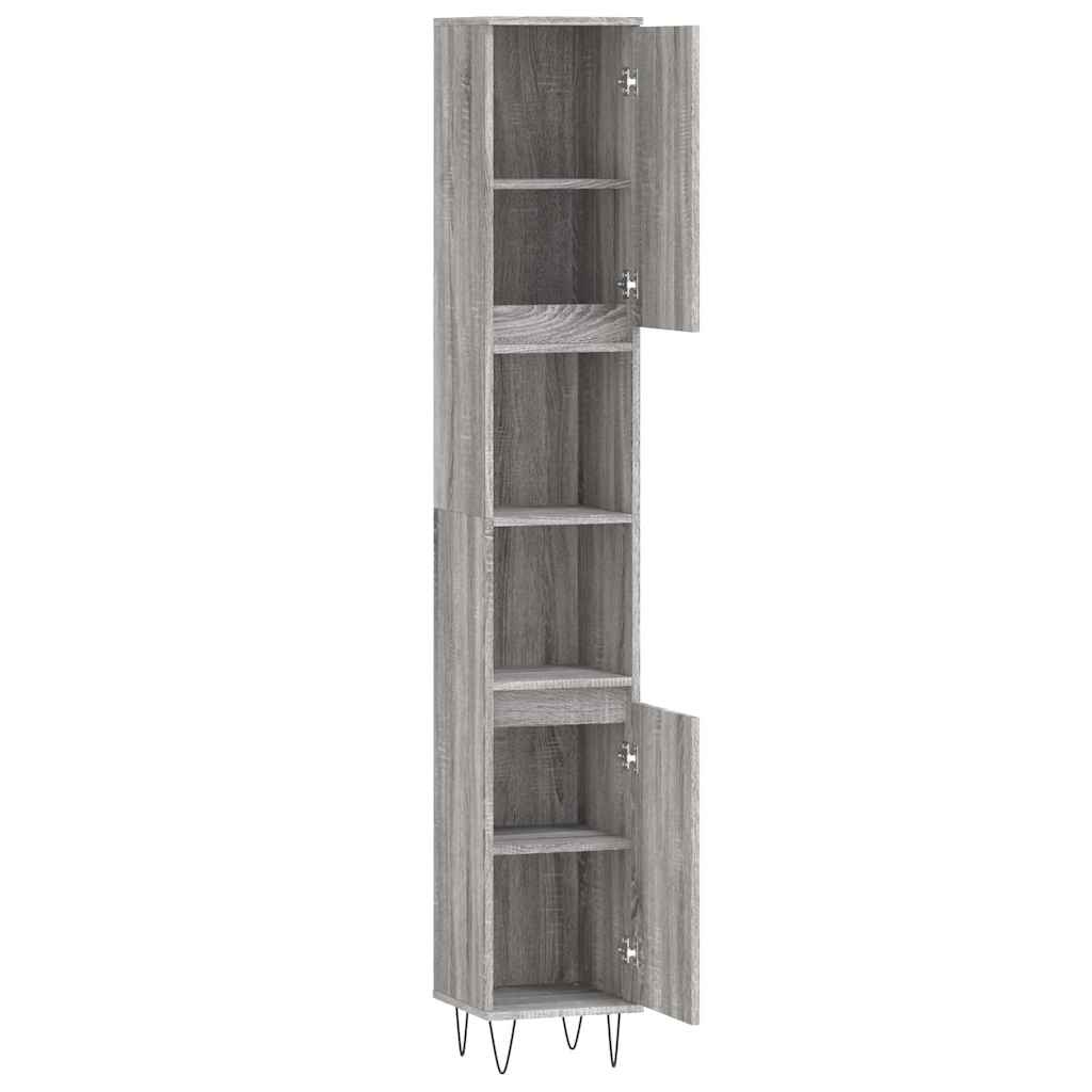 vidaXL Badschrank Grau Sonoma 30x30x190 cm Holzwerkstoff
