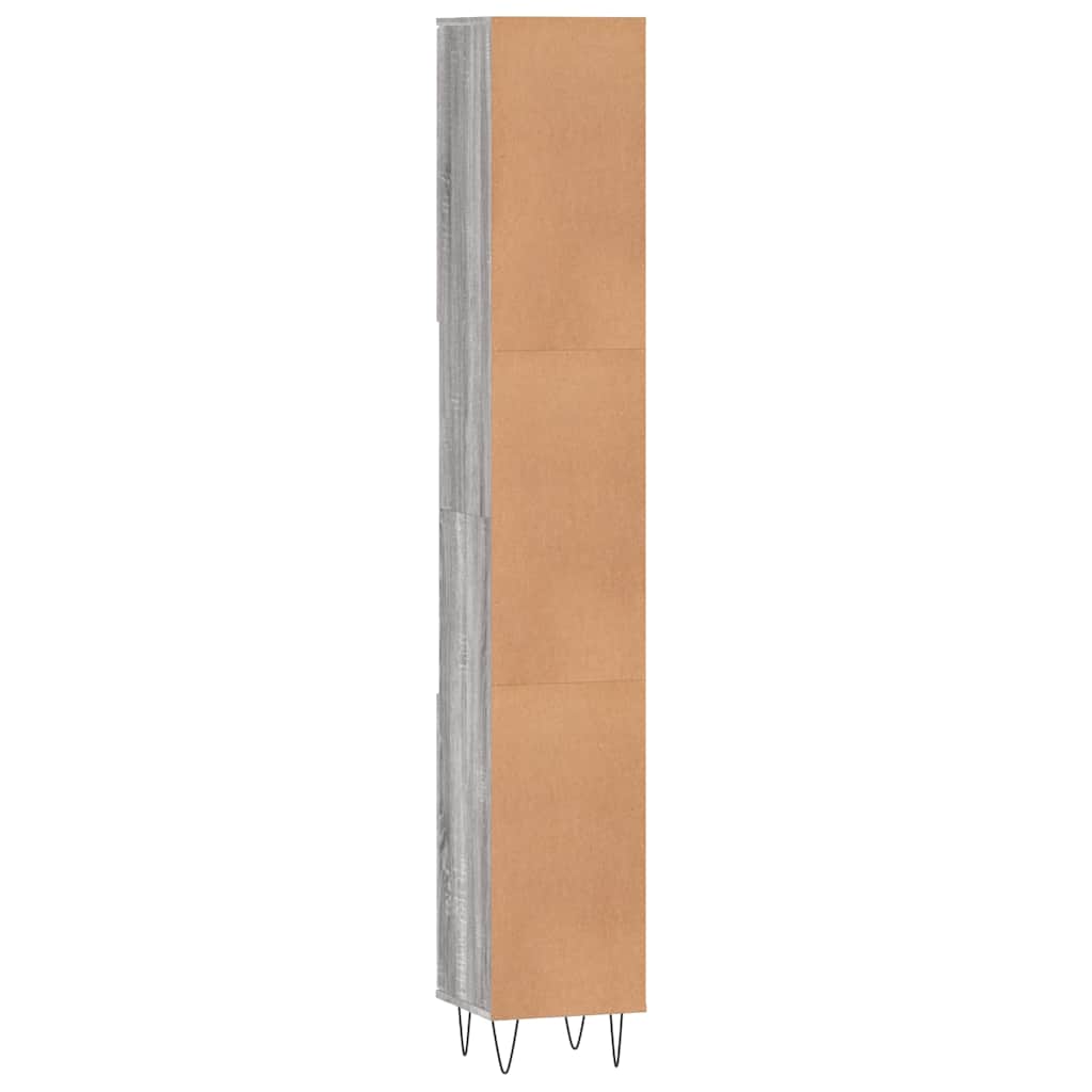 vidaXL Badschrank Grau Sonoma 30x30x190 cm Holzwerkstoff