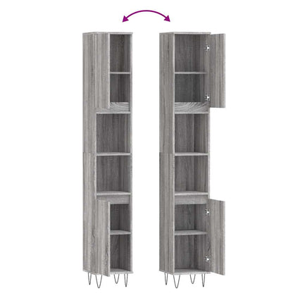 vidaXL Badschrank Grau Sonoma 30x30x190 cm Holzwerkstoff