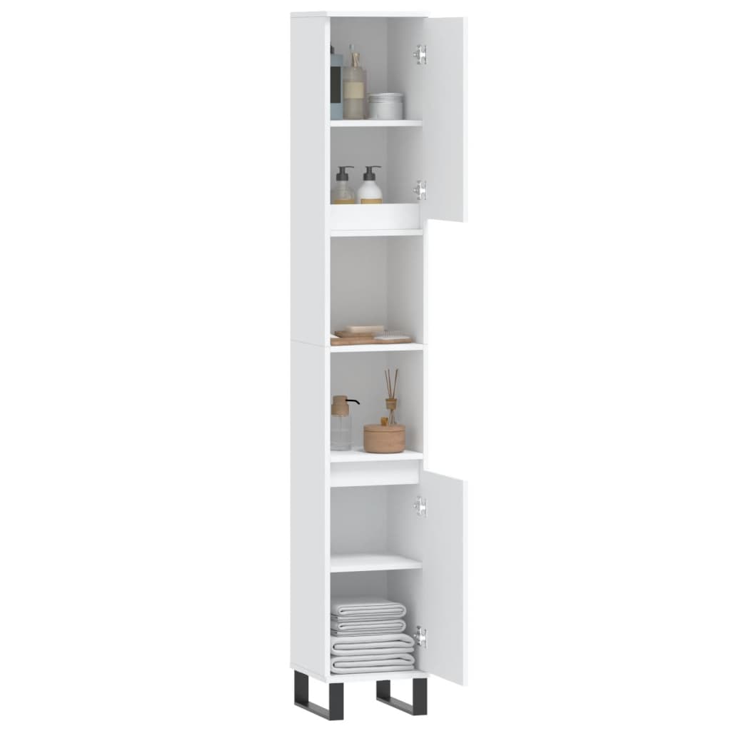 vidaXL Badschrank Weiß 30x30x190 cm Holzwerkstoff