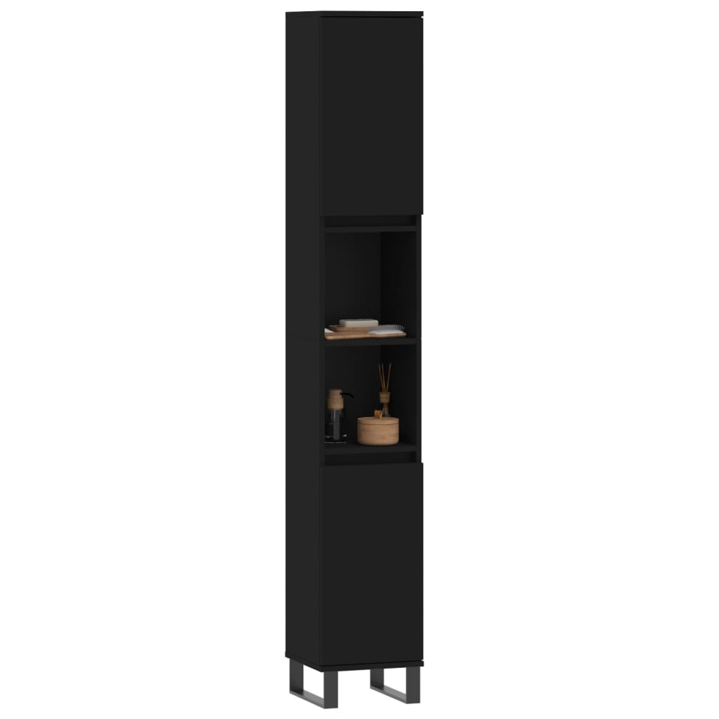 vidaXL Badschrank Schwarz 30x30x190 cm Holzwerkstoff