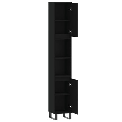 vidaXL Badschrank Schwarz 30x30x190 cm Holzwerkstoff
