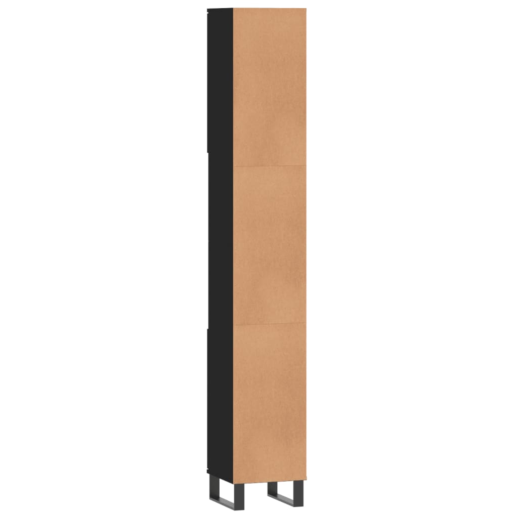vidaXL Badschrank Schwarz 30x30x190 cm Holzwerkstoff