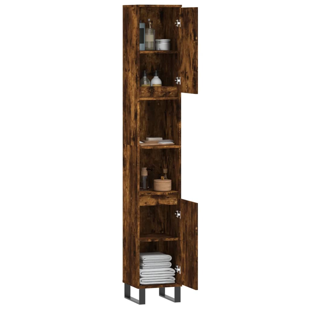 vidaXL Badschrank Räuchereiche 30x30x190 cm Holzwerkstoff