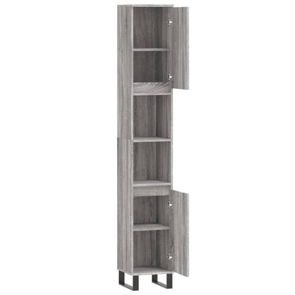 vidaXL Badschrank Grau Sonoma 30x30x190 cm Holzwerkstoff