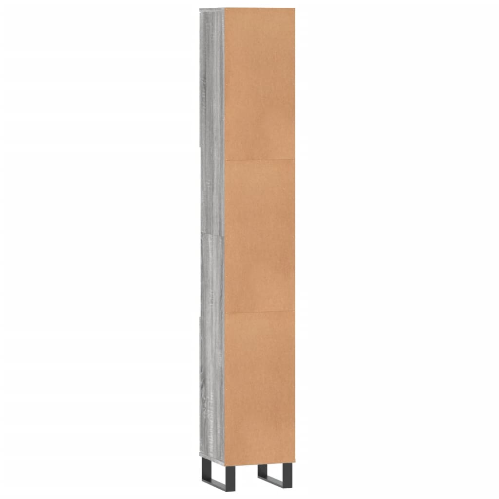 vidaXL Badschrank Grau Sonoma 30x30x190 cm Holzwerkstoff