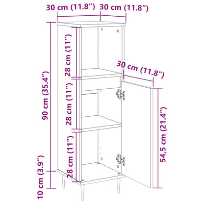 vidaXL Badschrank Weiß 30x30x100 cm Holzwerkstoff