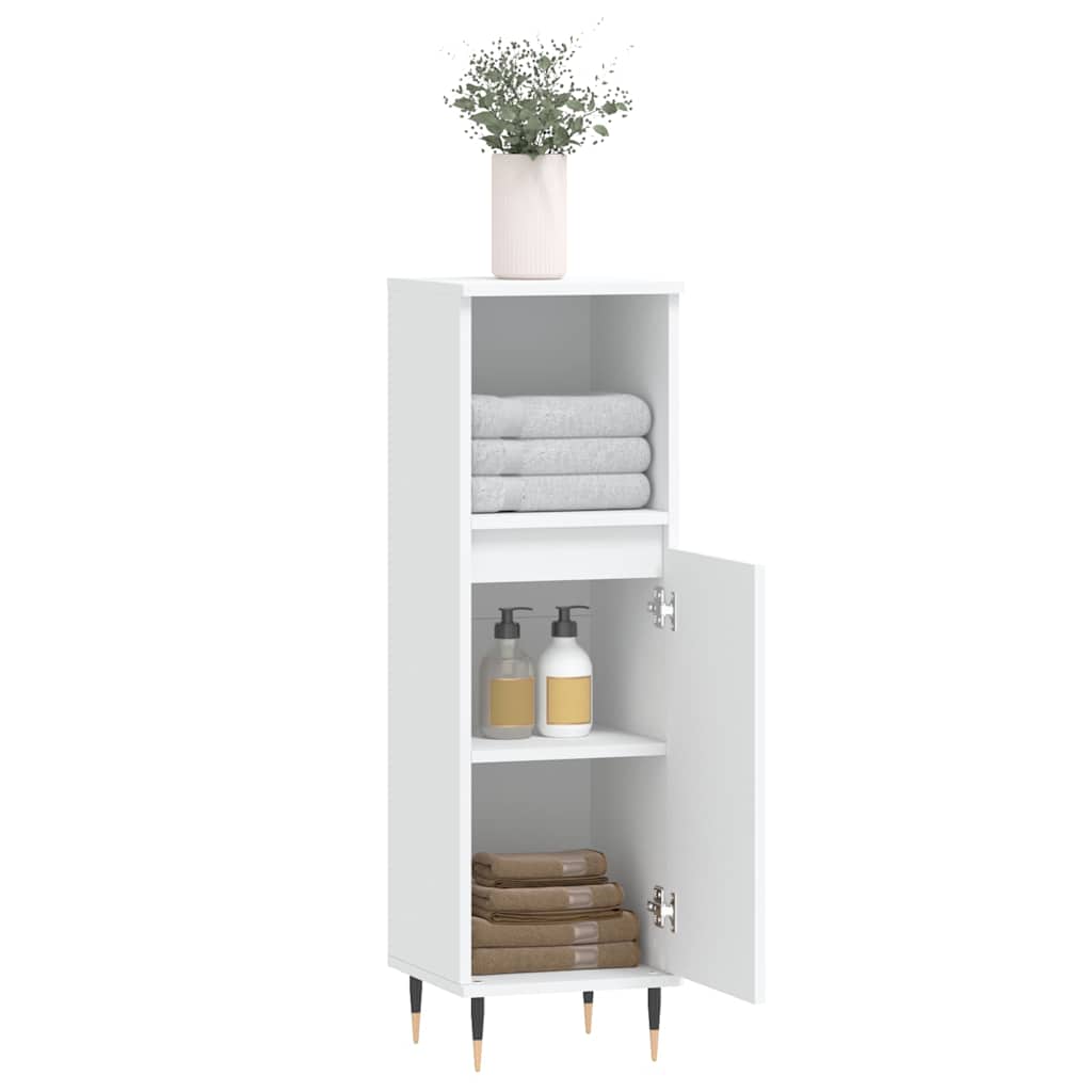 vidaXL Badschrank Weiß 30x30x100 cm Holzwerkstoff