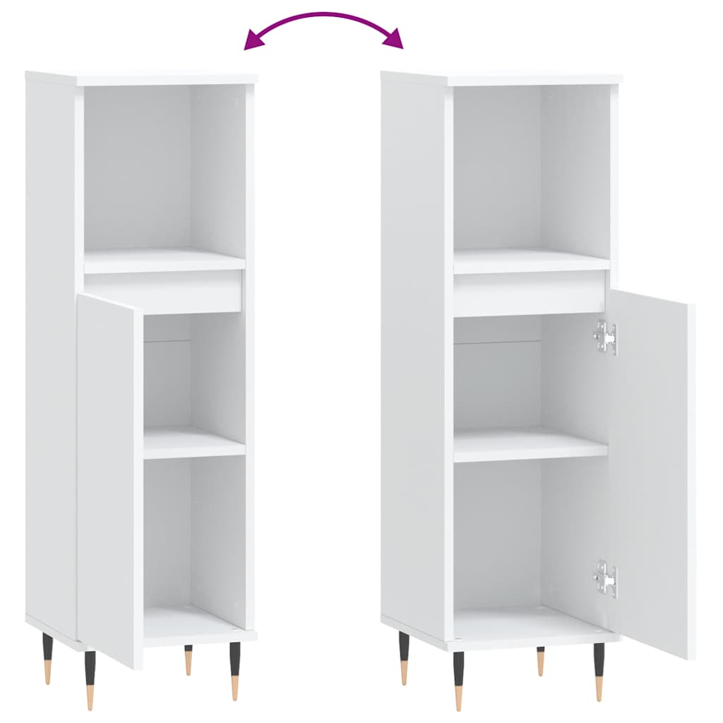 vidaXL Badschrank Weiß 30x30x100 cm Holzwerkstoff