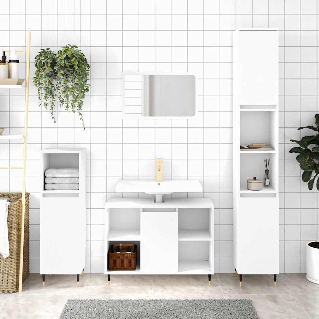 vidaXL Badschrank Weiß 30x30x100 cm Holzwerkstoff