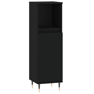 vidaXL Badschrank Schwarz 30x30x100 cm Holzwerkstoff