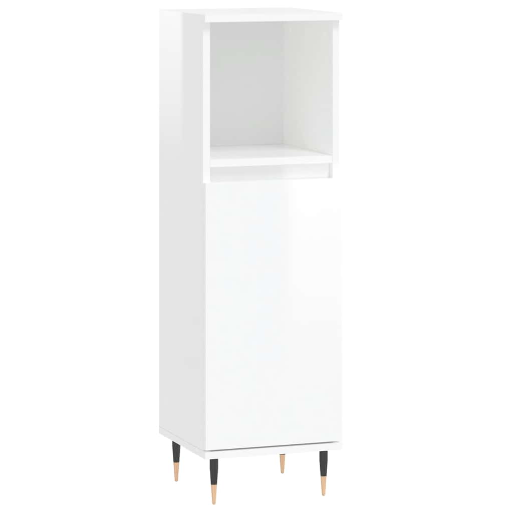 vidaXL Badschrank Hochglanz-Weiß 30x30x100 cm Holzwerkstoff