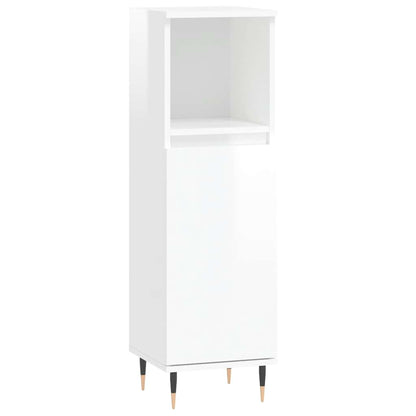 vidaXL Badschrank Hochglanz-Weiß 30x30x100 cm Holzwerkstoff