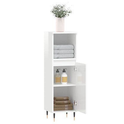 vidaXL Badschrank Hochglanz-Weiß 30x30x100 cm Holzwerkstoff