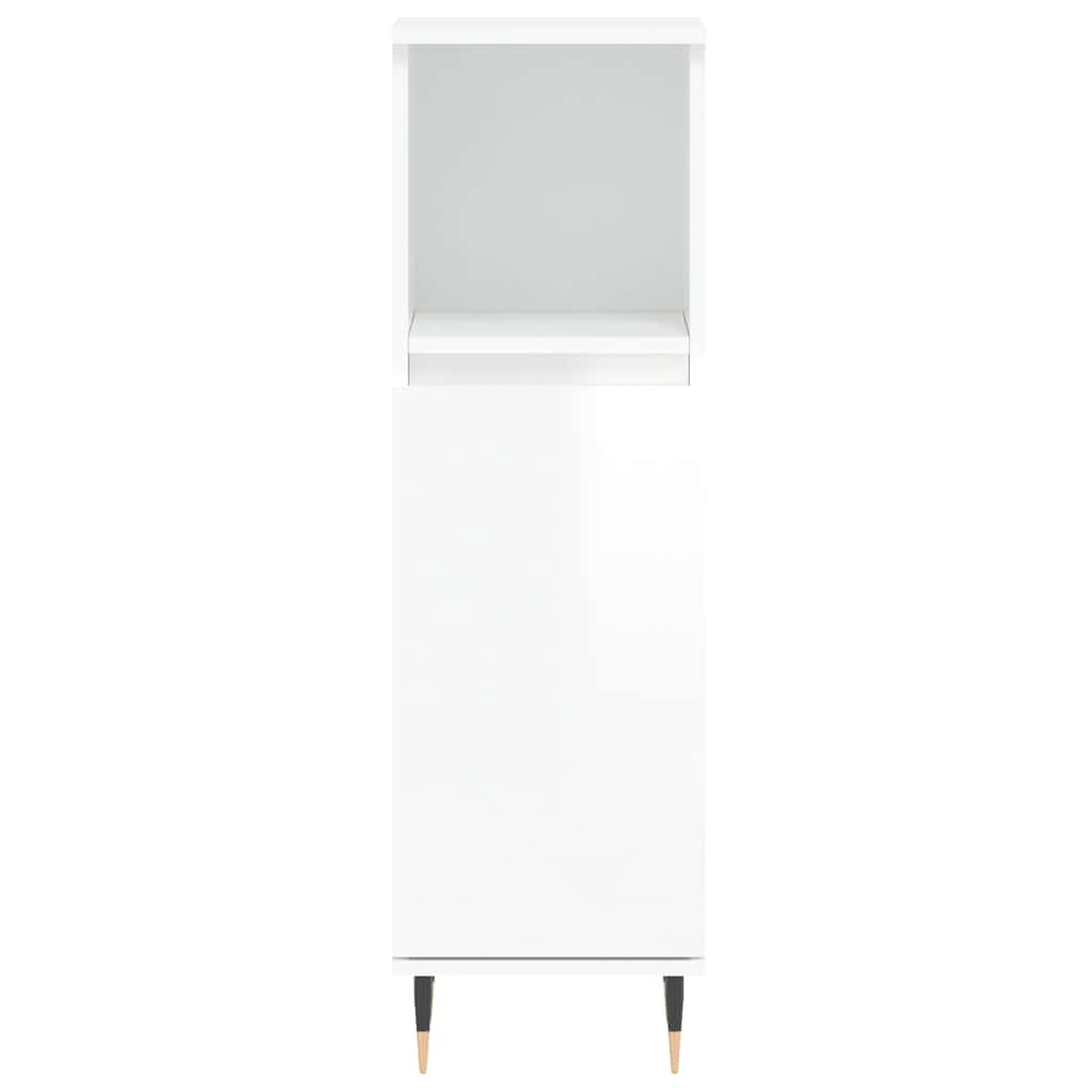 vidaXL Badschrank Hochglanz-Weiß 30x30x100 cm Holzwerkstoff