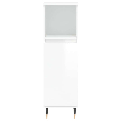 vidaXL Badschrank Hochglanz-Weiß 30x30x100 cm Holzwerkstoff