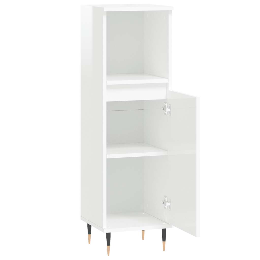 vidaXL Badschrank Hochglanz-Weiß 30x30x100 cm Holzwerkstoff