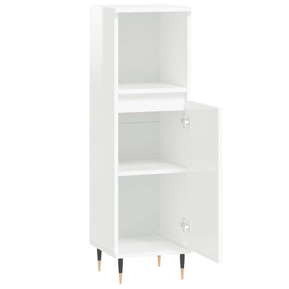 vidaXL Badschrank Hochglanz-Weiß 30x30x100 cm Holzwerkstoff