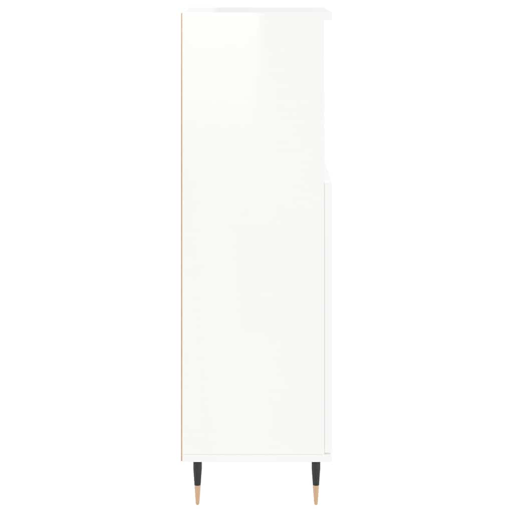 vidaXL Badschrank Hochglanz-Weiß 30x30x100 cm Holzwerkstoff