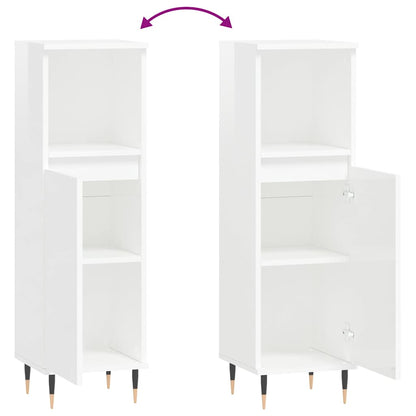 vidaXL Badschrank Hochglanz-Weiß 30x30x100 cm Holzwerkstoff
