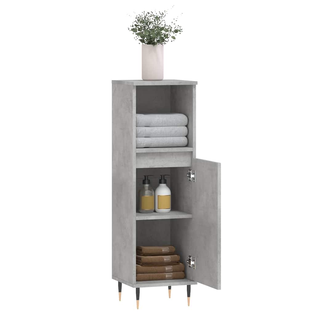 vidaXL Badschrank Betongrau 30x30x100 cm Holzwerkstoff