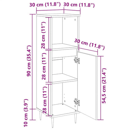 vidaXL Badschrank Grau Sonoma 30x30x100 cm Holzwerkstoff