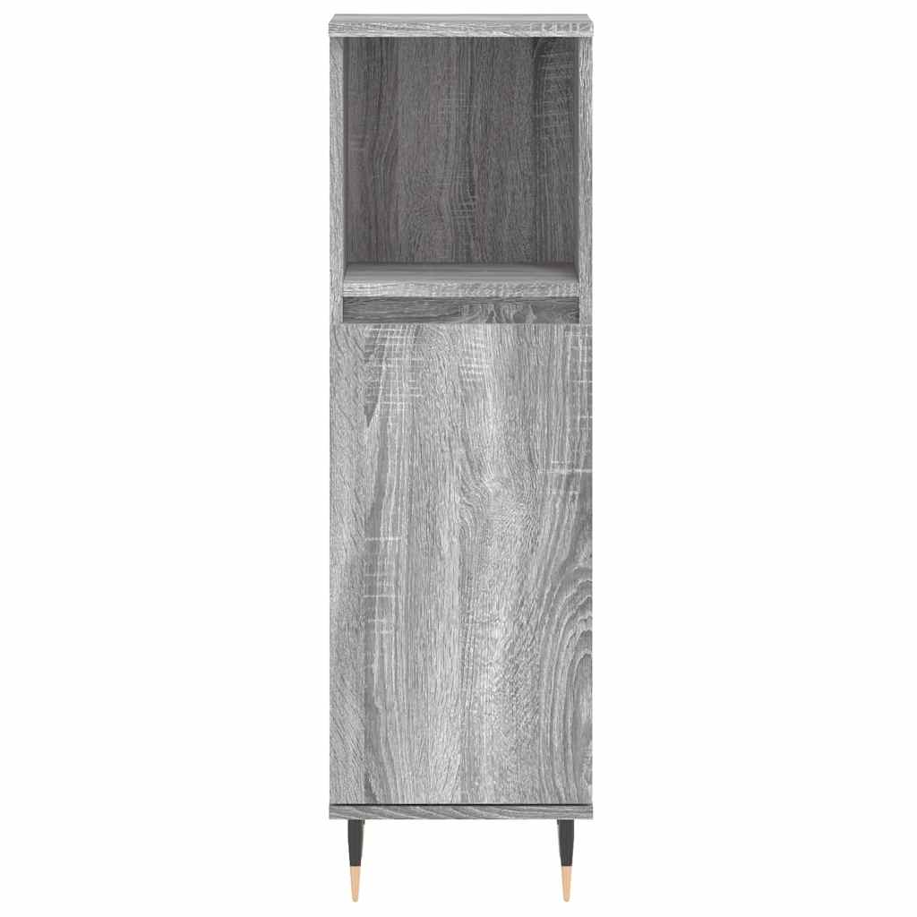 vidaXL Badschrank Grau Sonoma 30x30x100 cm Holzwerkstoff
