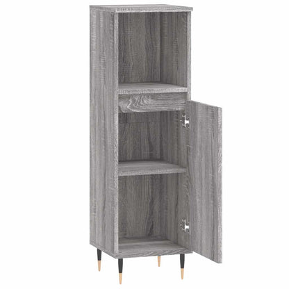 vidaXL Badschrank Grau Sonoma 30x30x100 cm Holzwerkstoff