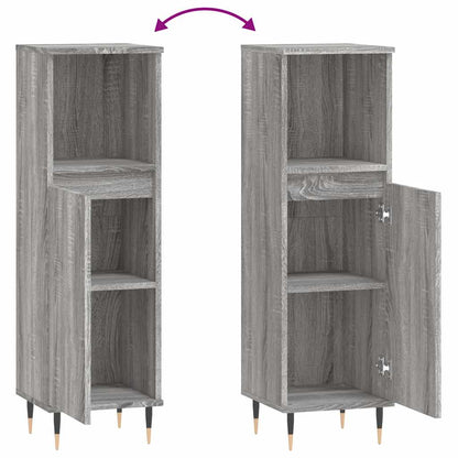 vidaXL Badschrank Grau Sonoma 30x30x100 cm Holzwerkstoff