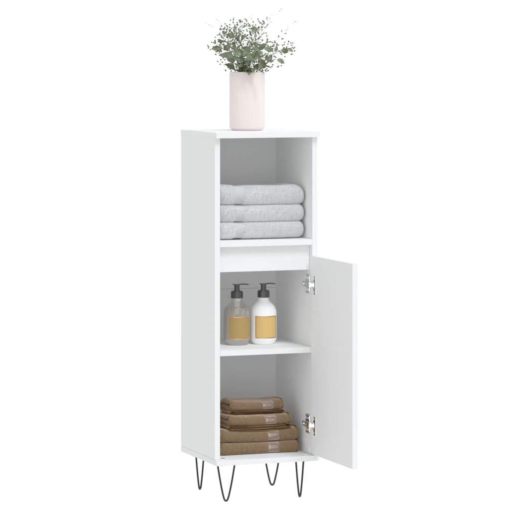 vidaXL Badschrank Weiß 30x30x100 cm Holzwerkstoff