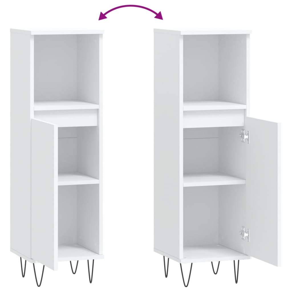 vidaXL Badschrank Weiß 30x30x100 cm Holzwerkstoff